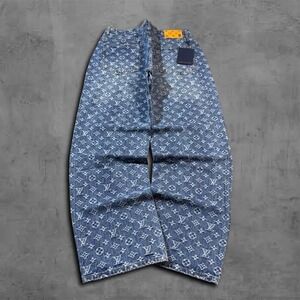 Baggy Blue Louis Vuitton Monogram Designer Y2K Streetwear Jeans